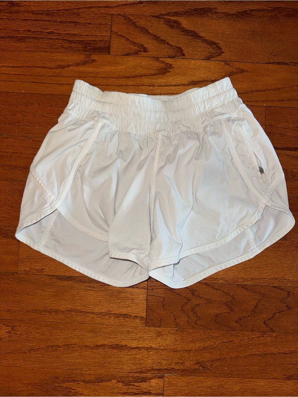 lululemon athletica Women's White Running Shorts with Zip Pocket